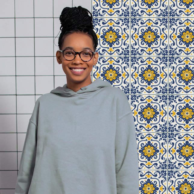 Modern Azulejo Blue Yellow Portuguese Lisbon Tile (Creator Uploaded)