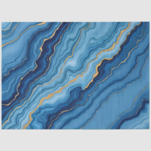 Modern Azure Blue Gold Marble Collection Tissue Paper