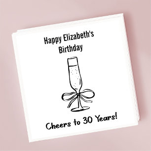 Modern B&W Cheers to 30 years Birthday Napkins