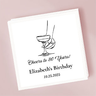 Modern B&W Cheers to 30 years Birthday Napkins