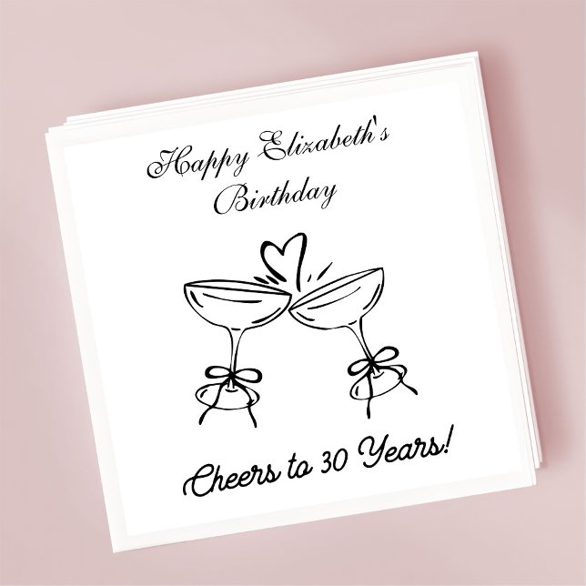 Modern B&W Cheers to 30 years Birthday Napkins (Creator Uploaded)