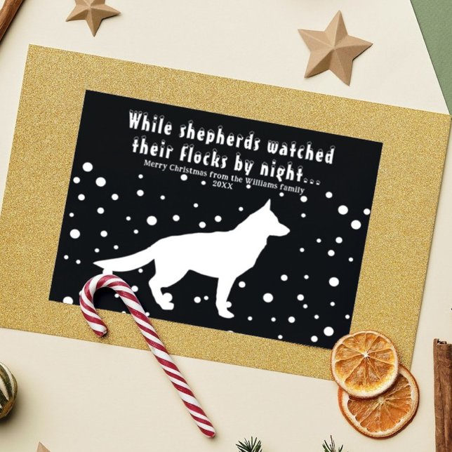 Modern B&W German Shepherd Christmas Greetings Holiday Postcard (Modern B&W German Shepherd Christmas Greetings Holiday Postcard)