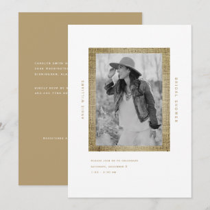 Modern B/W Photo Burlap Bridal Shower Invitation