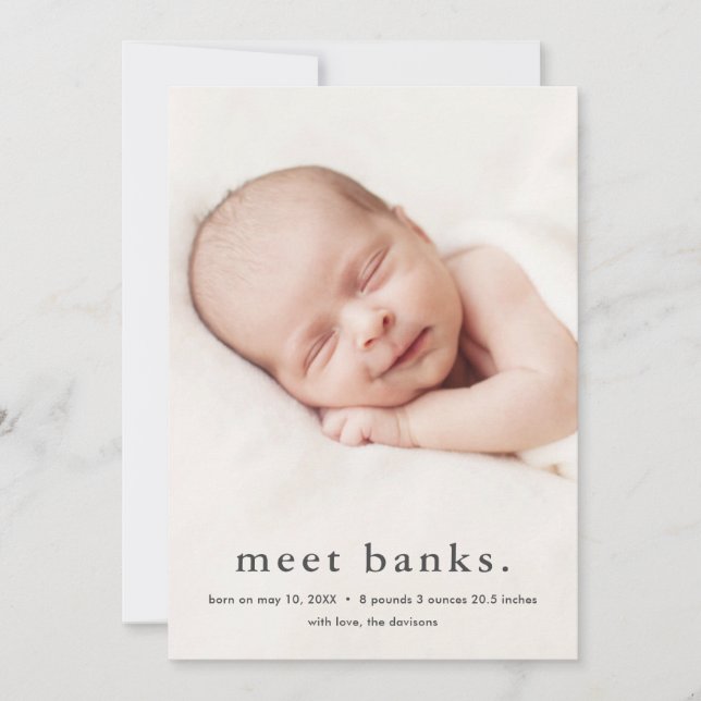 Modern Baby 3 Photo Birth Announcement (Front)