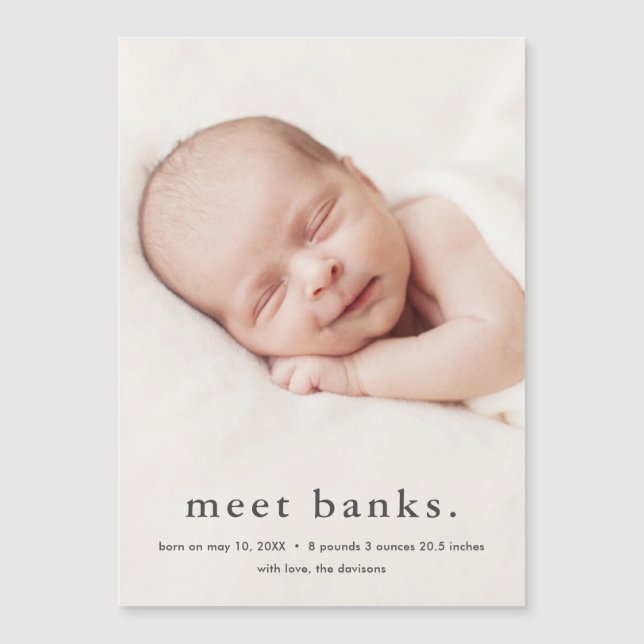 Modern Baby  3 Photo Birth Announcement (Front)