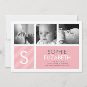 Modern Baby - 3 Photos Birth Announcement