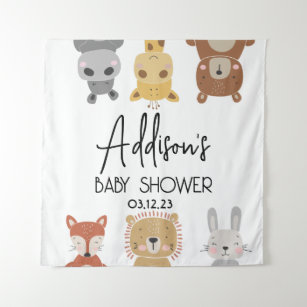 Modern Baby Animal Baby Shower poster Tapestry