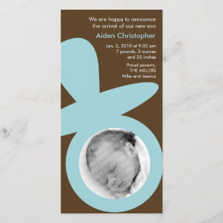 Modern Baby Announcement - Blue Pacifier