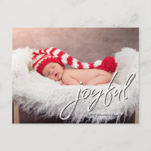 Modern Baby birth announcement Joyful script Postcard