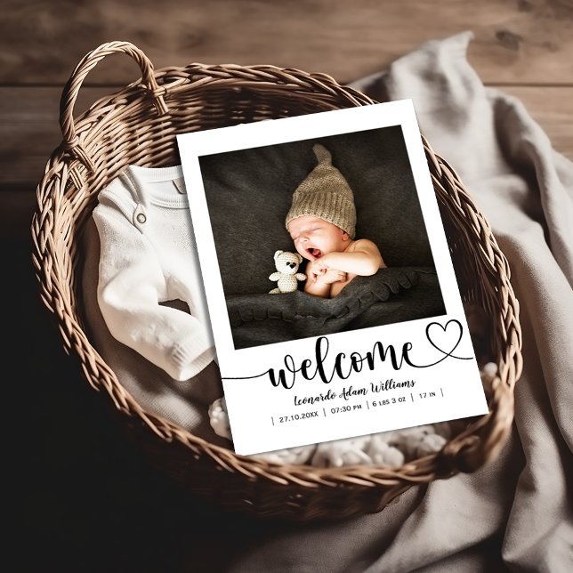 Modern Baby Birth Announcement Photo Postcard (Creator Uploaded)