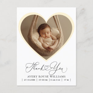 Modern Baby Birth Announcement Photo Thank Postcard