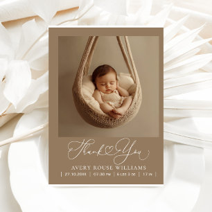 Modern Baby Birth Announcement Photo Thank  Postcard
