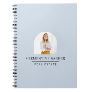 Modern baby blue arch photo Business Branding Notebook