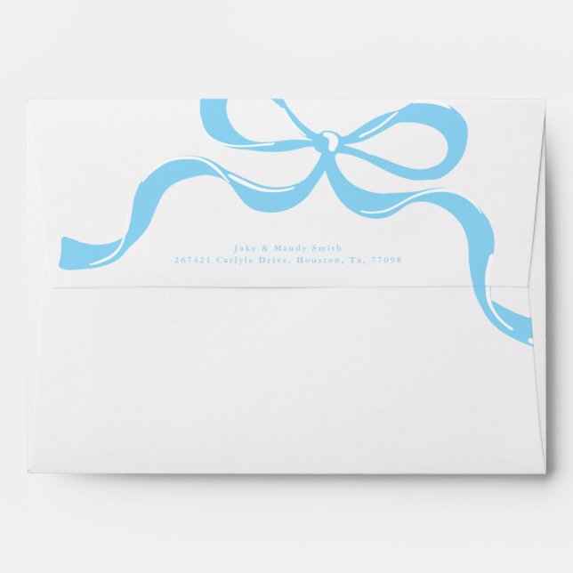Modern Baby Blue Bow Birth Announcement Envelope (Back (Top Flap))