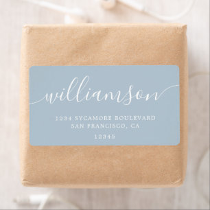Modern Baby Blue Script Family Return Address