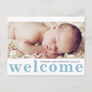 Modern Baby Boy Birth Announcement Postcard