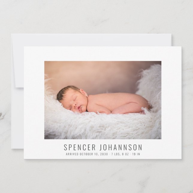 Modern Baby Boy Photo Collage Birth Announcement (Front)