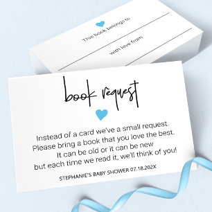 Modern Baby Boy Shower Book Request & Bookplate Card