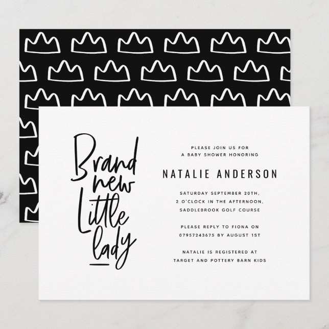 Modern baby boy shower party invitation (Front/Back)