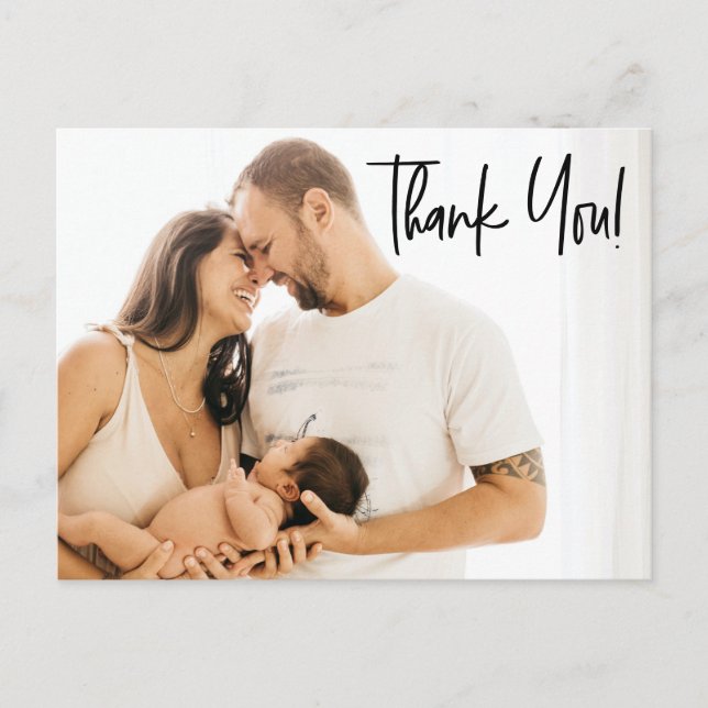Modern Baby Boy Shower Thank you Custom photos  Postcard (Front)