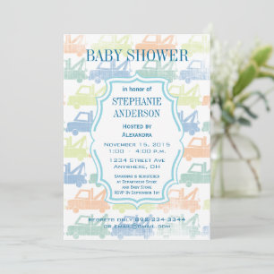 Modern Baby Boy Tow Truck Shower Invitation