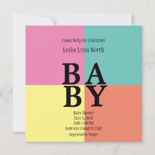 Modern BABY Colourful Blocks Shower Invitation