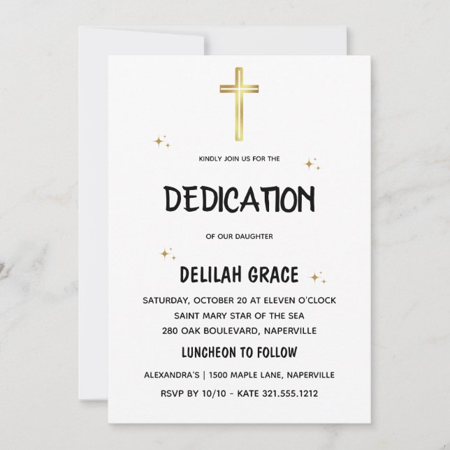 modern baby dedication invitations (Front)