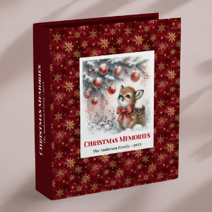 Modern Baby Deer Snowy Forest Christmas Memory  Binder