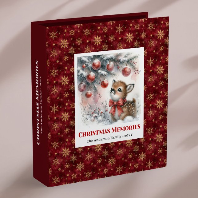 Modern Baby Deer Snowy Forest Christmas Memory  Binder (Modern Baby Deer Snowy Forest Christmas Memory Album

)
