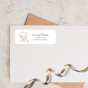 Modern Baby Elephant Return Address