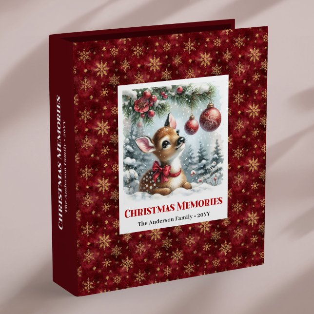 Modern Baby Fawn Christmas Scene Christmas photo Binder (Modern Baby Fawn Christmas Scene Christmas Ring Binder)
