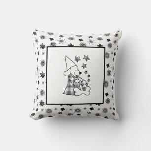 Modern Baby for Kids Black Dog Magician Throw Pillow