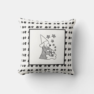 Modern Baby for Kids Black Dog Magician Throw Pillow