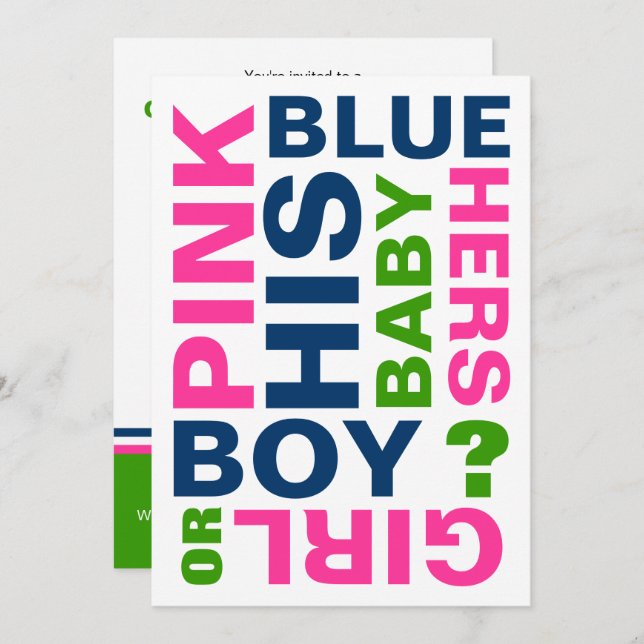 Modern Baby Gender Reveal Party Invitation (Front/Back)