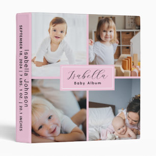 Modern Baby Girl 4 Photo Album Personalized Binder