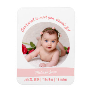 Modern Baby Girl Photo Birth Announcement Auntie Magnet