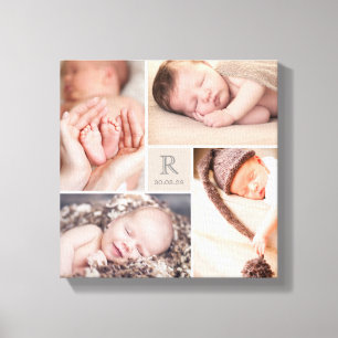 Modern Baby Monogram Nursery Photo Collage Canvas