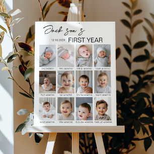 Modern Baby Photo 1st Birthday Milestone Sign