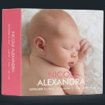 Modern Baby Photo Album - Pink Binder<br><div class="desc">Design © berryberrysweet.com</div>