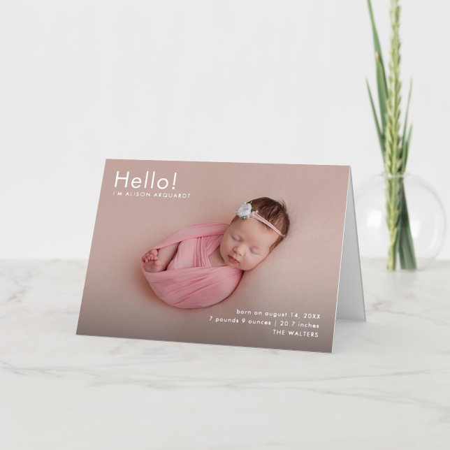 Modern Baby Photo Birth Announcement (Front)