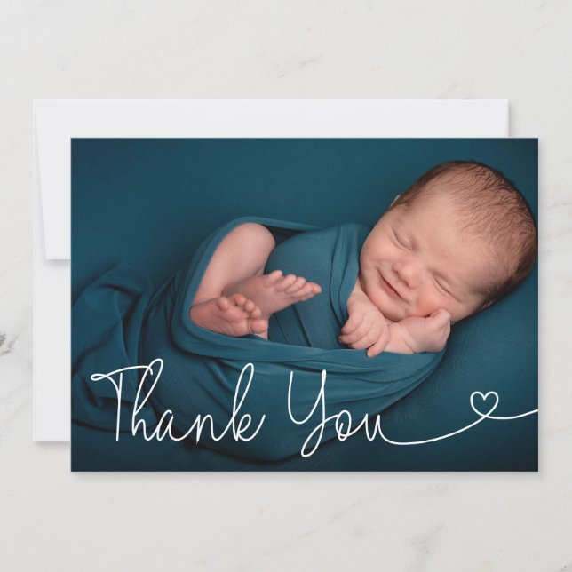 Modern Baby Photo Birth Announcement Script  (Front)