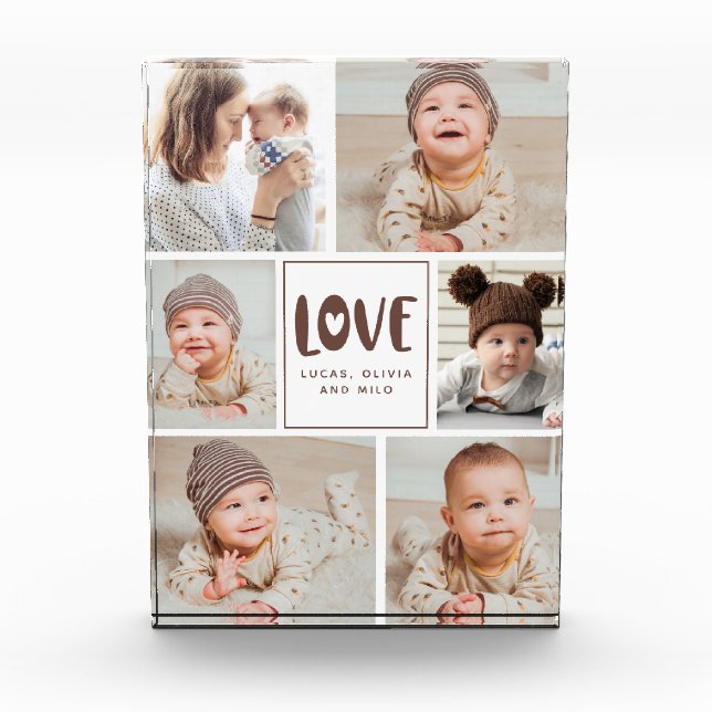 Modern Baby Photo Collage Love Photo Block (Front)
