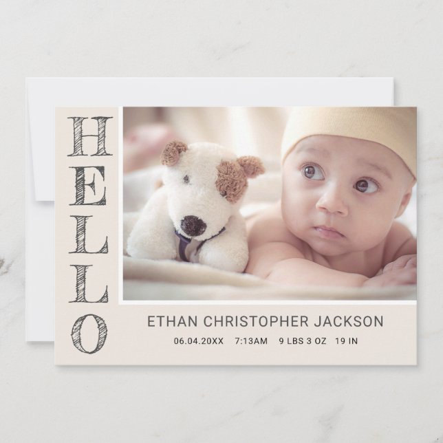 Modern Baby Photo Modern Birth Announcement (Front)