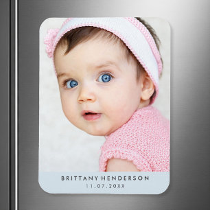 Modern Baby Photo Pastel Blue Magnet