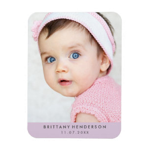 Modern Baby Photo   Pastel Purple Magnet