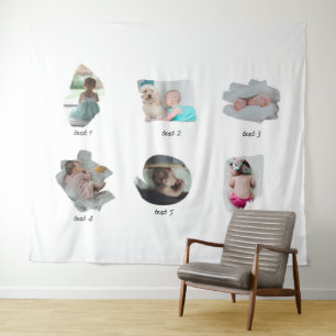 Modern Baby Photos Collage Tapestry