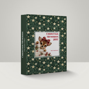 Modern Baby Reindeer Cute Cartoon Holiday Memory Binder