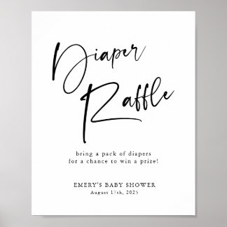 Modern Baby Shower Diaper Raffle Sign