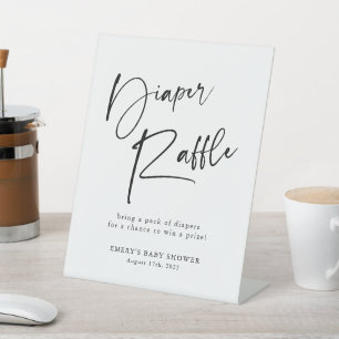 Modern Baby Shower Diaper Raffle Sign