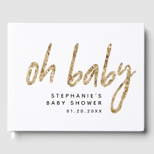 Modern Baby Shower Gender Neutral Glam Gold Guest Book